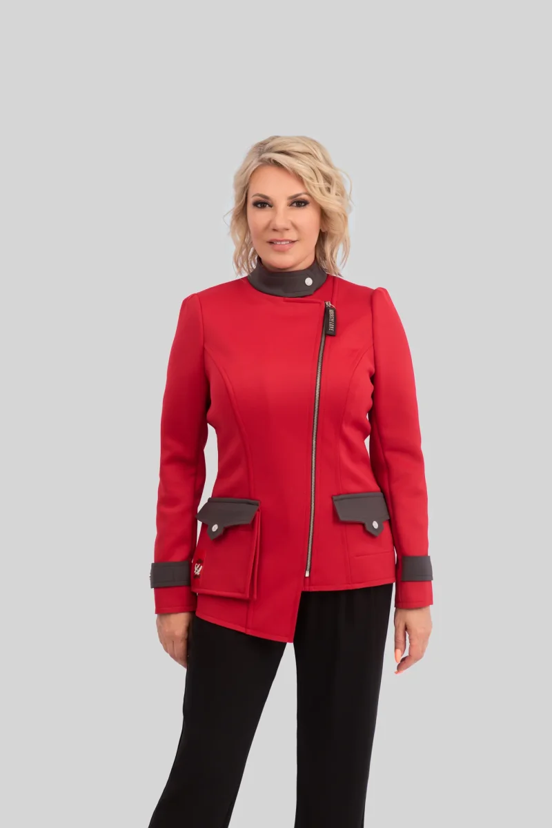 Übergangsjacke A-Linien asymmetrisch – red